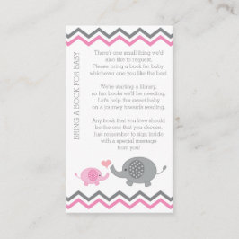 Elephant Baby Shower, för in Rosa Girl i Bok Tilläggskort