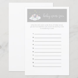 Elephant Baby Shower Game Guessing Game Grått