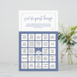 Elephant Baby Shower Game Guest Bingo Blue