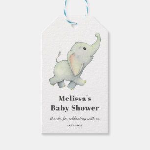 Elephant Baby Shower Gender Neutral Personlig Presentetikett