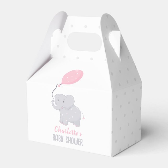 Elephant Baby Shower Girl Cute Favor Box Presentaskar (Framsidan Sidan)