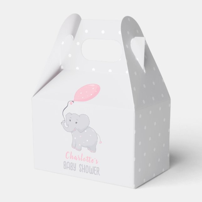 Elephant Baby Shower Girl Cute Favor Box Presentaskar (Framsidan Sidan)