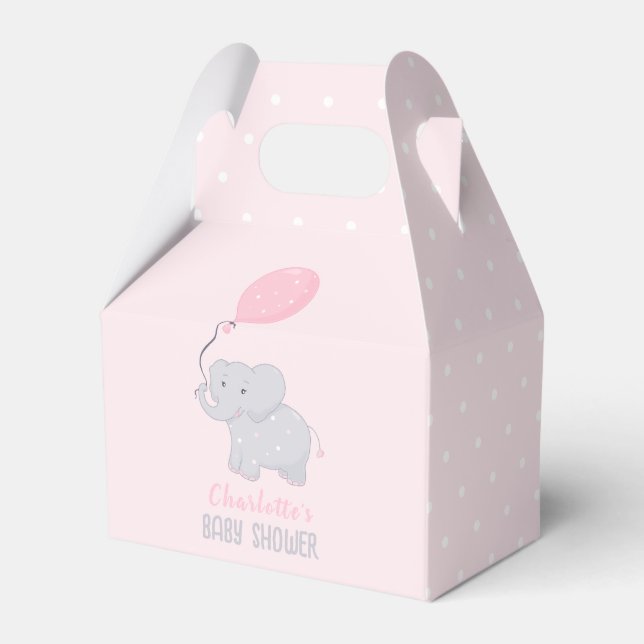 Elephant Baby Shower Girl Cute Favor Box Presentaskar (Framsidan Sidan)