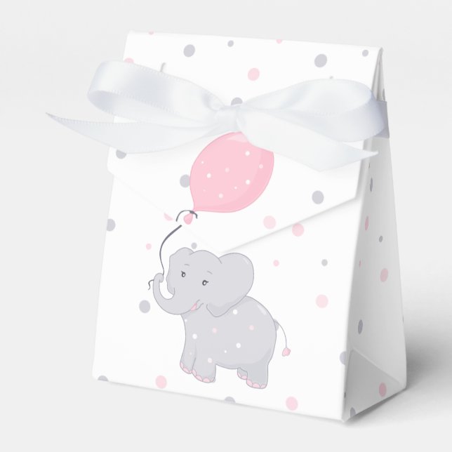 Elephant Baby Shower Girl Cute Favor Box Presentaskar (Framsidan Sidan)