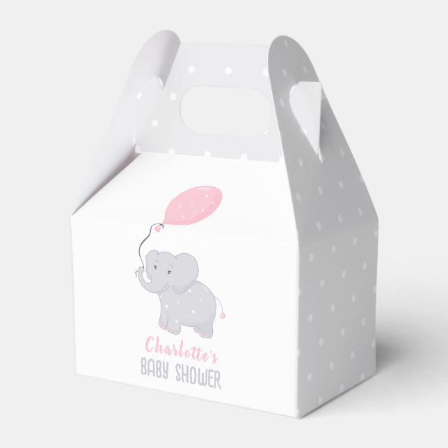 Elephant Baby Shower Girl Cute Favor Box Presentaskar (Framsidan Sidan)