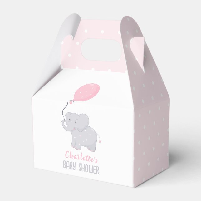 Elephant Baby Shower Girl Cute Favor Box Presentaskar (Framsidan Sidan)