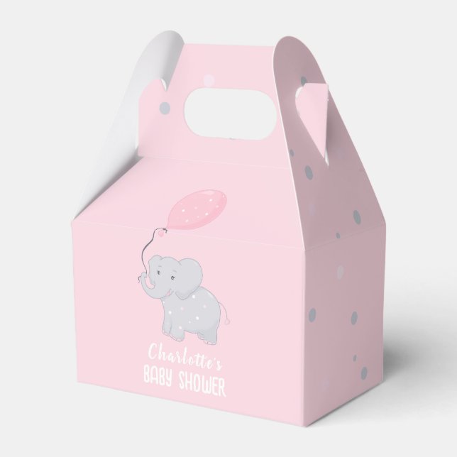 Elephant Baby Shower Girl Cute Favor Box Presentaskar (Framsidan Sidan)