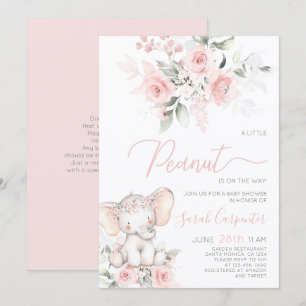 Elephant Baby Shower Girl-inbjudan Inbjudningar