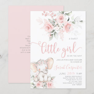 Elephant Baby Shower Girl-inbjudan Inbjudningar