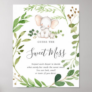 Elephant Baby Shower gissar att det söta Poster