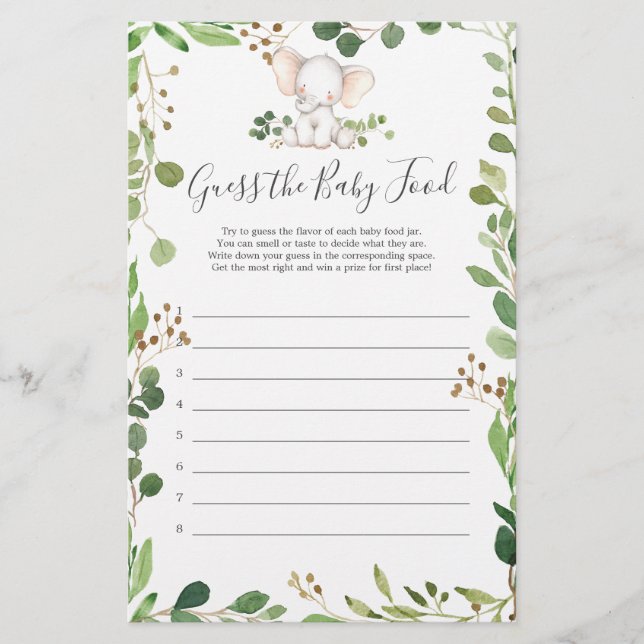 Elephant Baby Shower gissar Baby mat (Framsida)