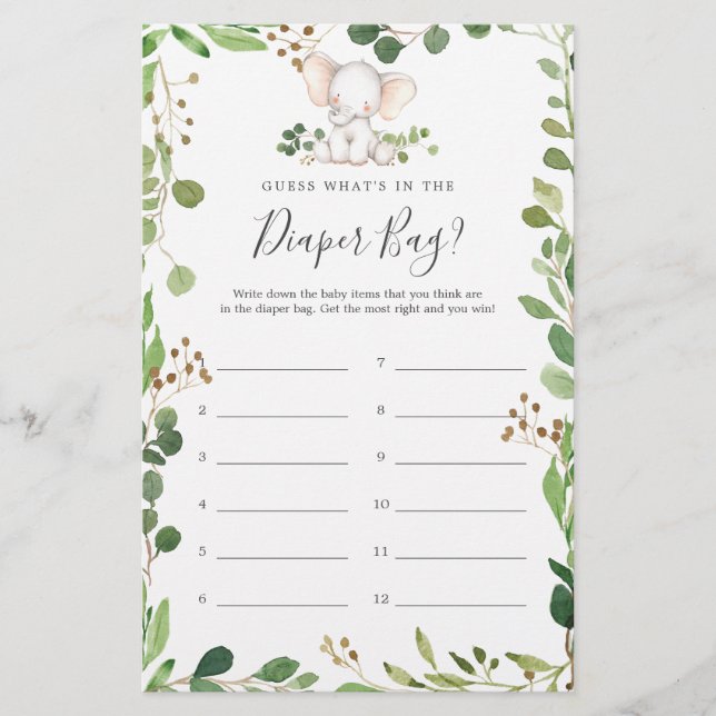 Elephant Baby Shower gissar vad som finns i tidnin (Framsida)