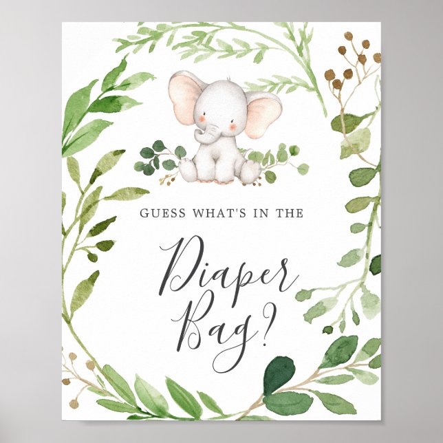 Elephant Baby Shower gissar vad som finns i tidnin Poster (Framsidan)