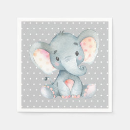 Elephant Baby Shower Grått Napkins Pappersservett