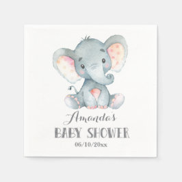 Elephant Baby Shower Grått Napkins Pappersservett