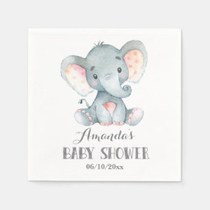 Elephant Baby Shower Grått Napkins Pappersservett
