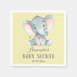 Elephant Baby Shower Gult och Grått Napkins Pappersservett