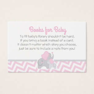 Elephant Baby Shower Hämta Bok-Rosa-Grått Visitkort