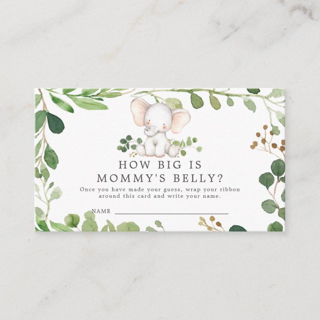 Elephant Baby Shower Hur stort är Mamma Belly Card Tilläggskort (Framsida)