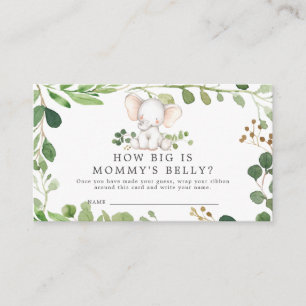 Elephant Baby Shower Hur stort är Mamma Belly Card Tilläggskort