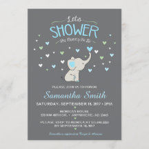 Elephant Baby Shower-inbjudan, Boy Baby Shower