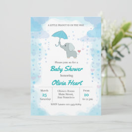Elephant Baby Shower-inbjudan, Boy Baby Shower Inbjudningar