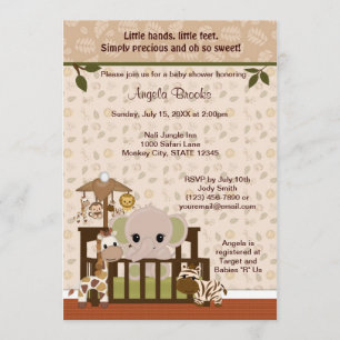 ELEPHANT Baby Shower-inbjudan Nali Jungle NJE Inbjudningar