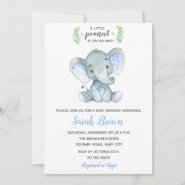Elephant Baby Shower-inbjudningar Boy Little Peanu Inbjudningar
