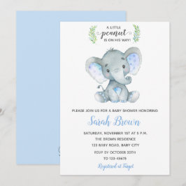 Elephant Baby Shower-inbjudningar Boy Little Peanu Inbjudningar