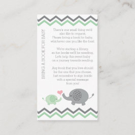 Elephant Baby Shower, lägg till Bok | GRÖNT Tilläggskort