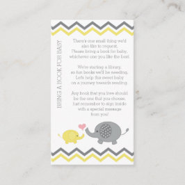 Elephant Baby Shower, lägg till Bok | GULT Tilläggskort