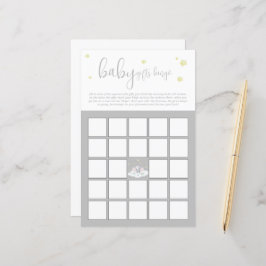 Elephant Baby Shower Light Grått Baby Bingo Game