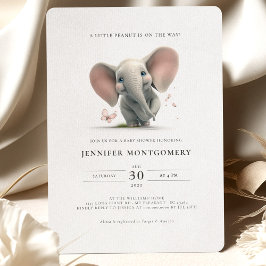 Elephant Baby Shower lite peanut på vägen in Inbjudningar