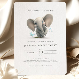 Elephant Baby Shower lite Peanut på vägen Inbjudningar