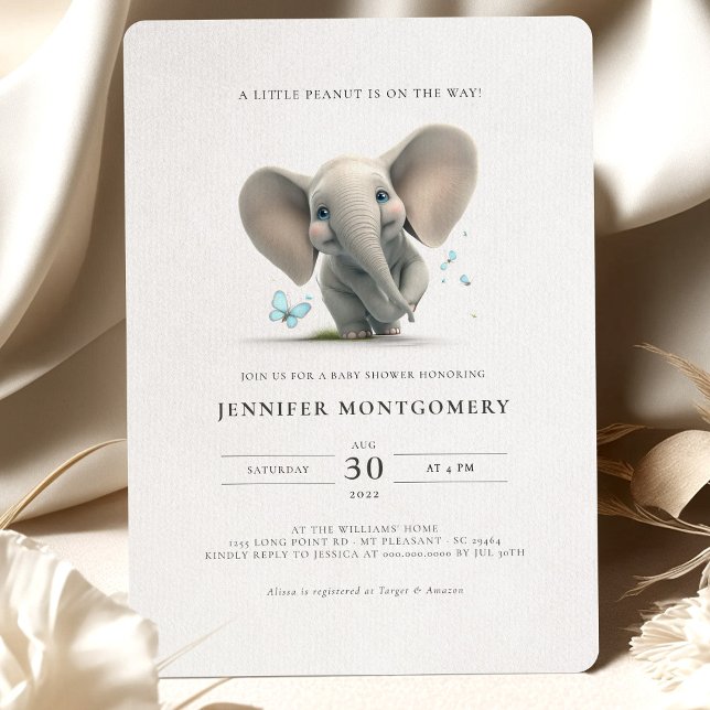 Elephant Baby Shower lite Peanut på vägen Inbjudningar (Skapare uppladdad)