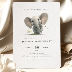 Elephant Baby Shower Little Peanut Gender Neutral Inbjudningar