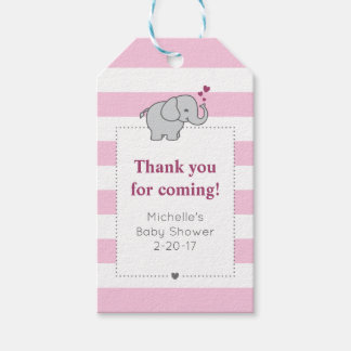 Elephant Baby Shower Märkre - Girl Presentetikett