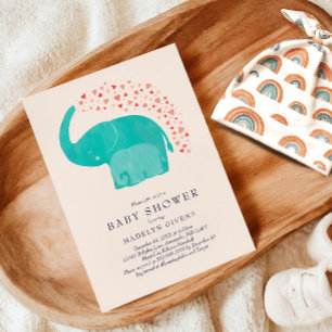 Elephant Baby Shower med Mor och Calf Inbjudningar