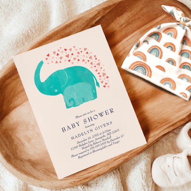 Elephant Baby Shower med Mor och Calf Inbjudningar (Skapare uppladdad)