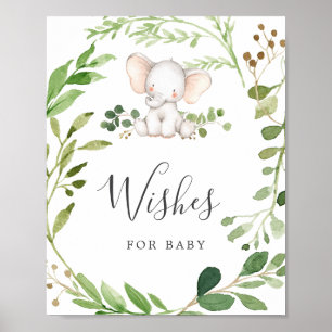 Elephant Baby Shower Önskemål för Baby-tecken Poster