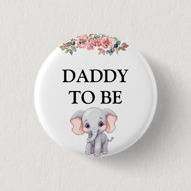 Elephant Baby Shower pappa ska vara Knapp (Framsida)