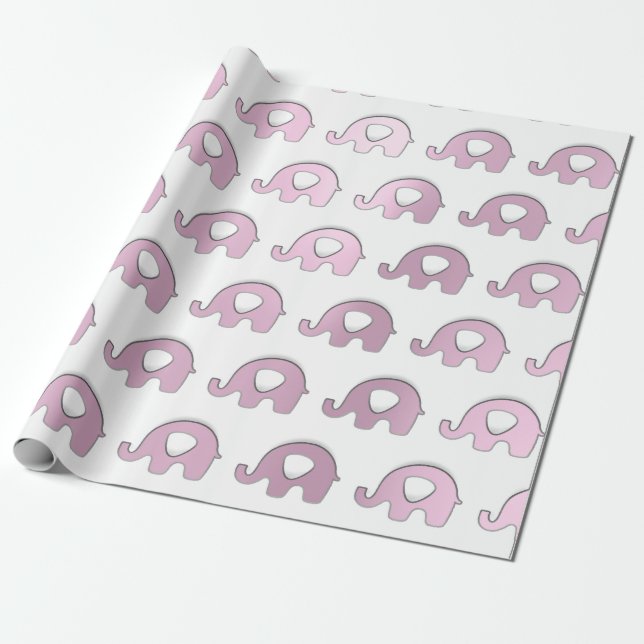 Elephant Baby Shower Party Favor Vit ros Heart Presentpapper (Utrullad)
