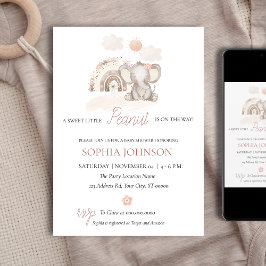 Elephant Baby Shower, Pastel-inbjudan till Flicka Inbjudningar