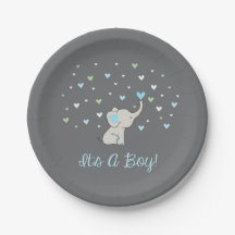Elephant Baby Shower Plate, det är en pojkvän-Plat