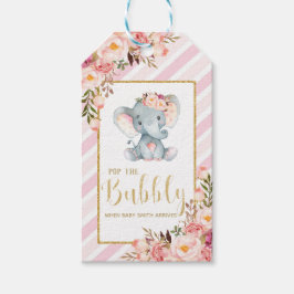 Elephant Baby Shower Pop Märkrna BubLY Champagne Presentetikett
