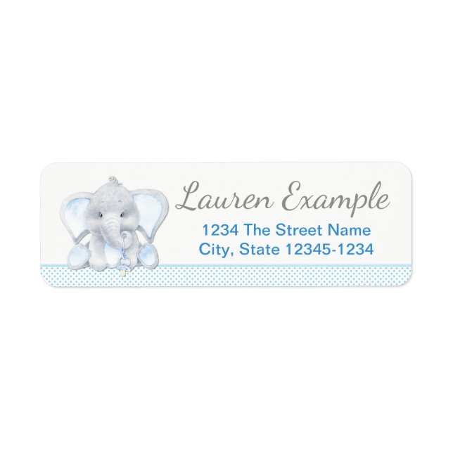 Elephant Baby Shower-Returetiketter Returadress Etikett (Framsidan)