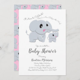 Elephant Baby Shower Rosa Girl Inbjudningar