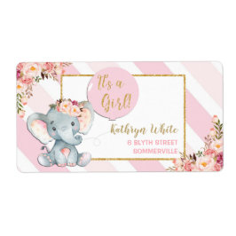 Elephant Baby Shower Rosa Returetiketter Fraktsedel