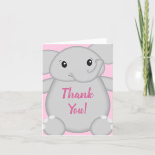 Elephant Baby Shower Rosa Safari Girl Tack Kort