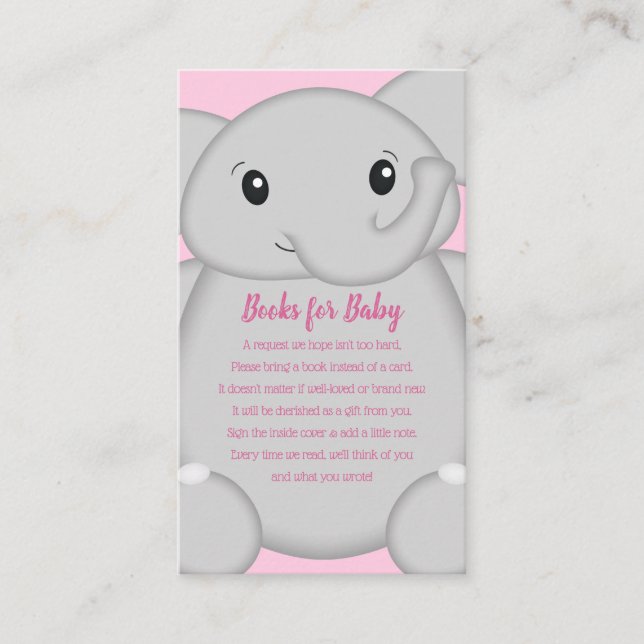 Elephant Baby Shower Rosa Safari Girl Tilläggskort (Framsida)